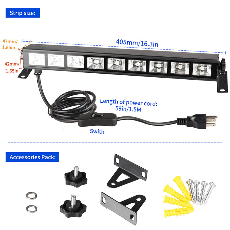 36W 385-400nm Black UV Linear Wall Washer Light 9LEDs AC85-265V Input 36W 385-400nm Black UV Linear Wall Washer Light 9LEDs AC85-265V Input